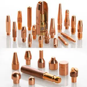 caps y electrodos de cobre